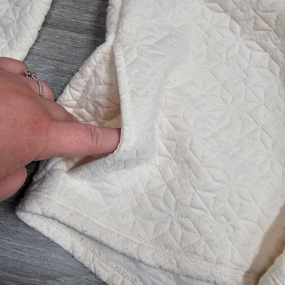 Madewell Quilted-Knit Lace-Up Mock Neck Sweatshirt White Women Small - Picture 10 of 13